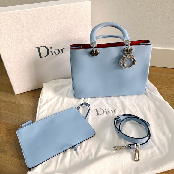 Dior Handbags - Christian Dior Medium Diorissimo Bag in Light Blue Calfskin